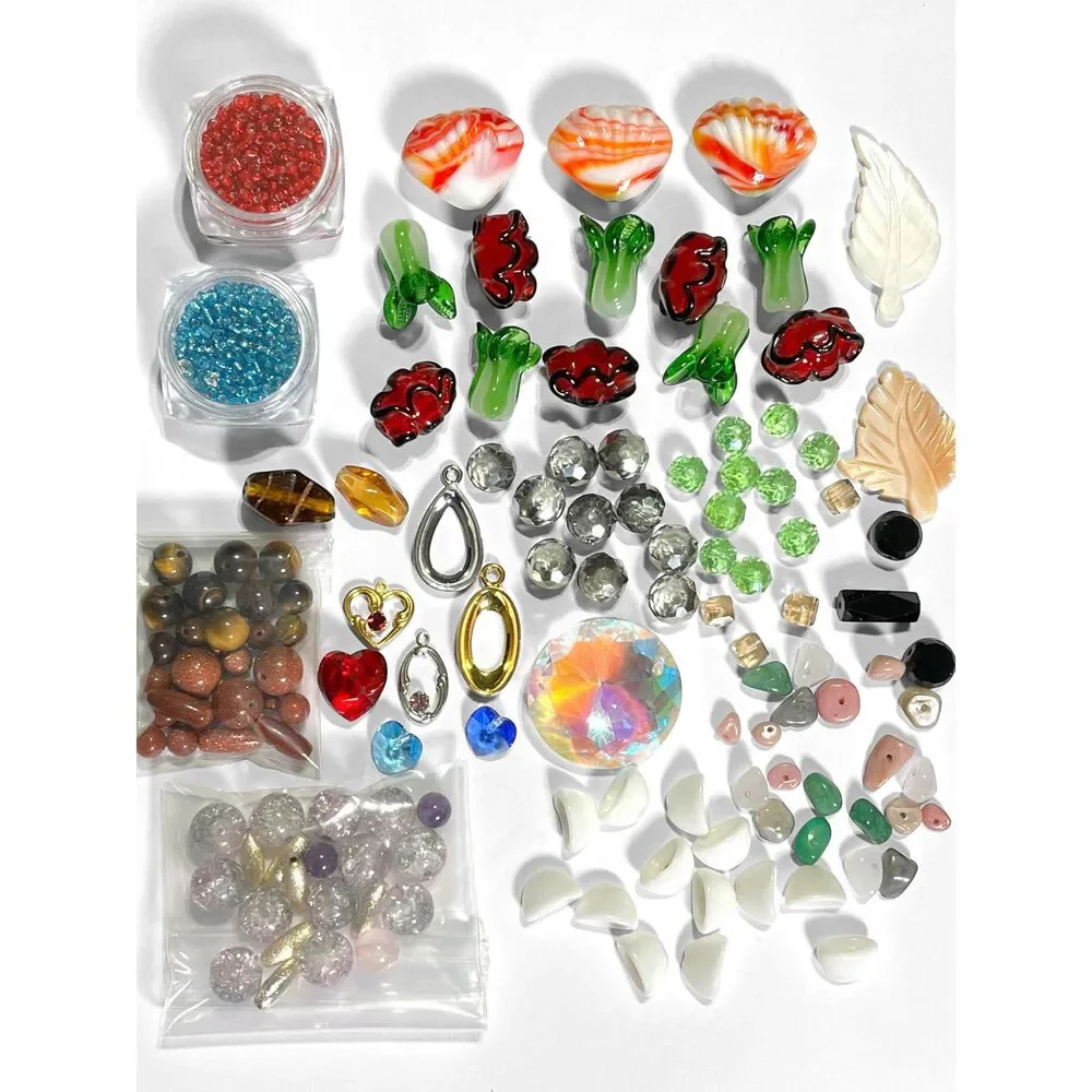 VTG to Now Beads Glass Stone Lampwork Art Variety Colorful Jewelry Making Crafts